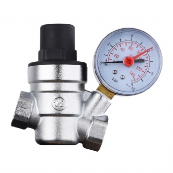 1/2 Brass Threaded Water Pressure Regulator Valve with Gauge